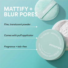 Cargar imagen en el visor de la galería, innisfree No Sebum Matte Mineral Blurring Loose Setting Powder