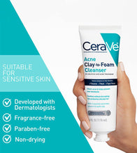 Cargar imagen en el visor de la galería, Cerave Acne Clay To Foam Cleanser Limpiador Facial