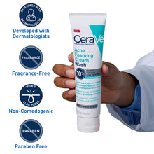 Cargar imagen en el visor de la galería, Cerave Acne Foaming Cream Wash Limpiador 10% Benzoyl Peroxide