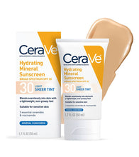 Cargar imagen en el visor de la galería, Cerave Hydrating Mineral Sunscreen SPF 30 Face Sheer Tint, Shade: Light