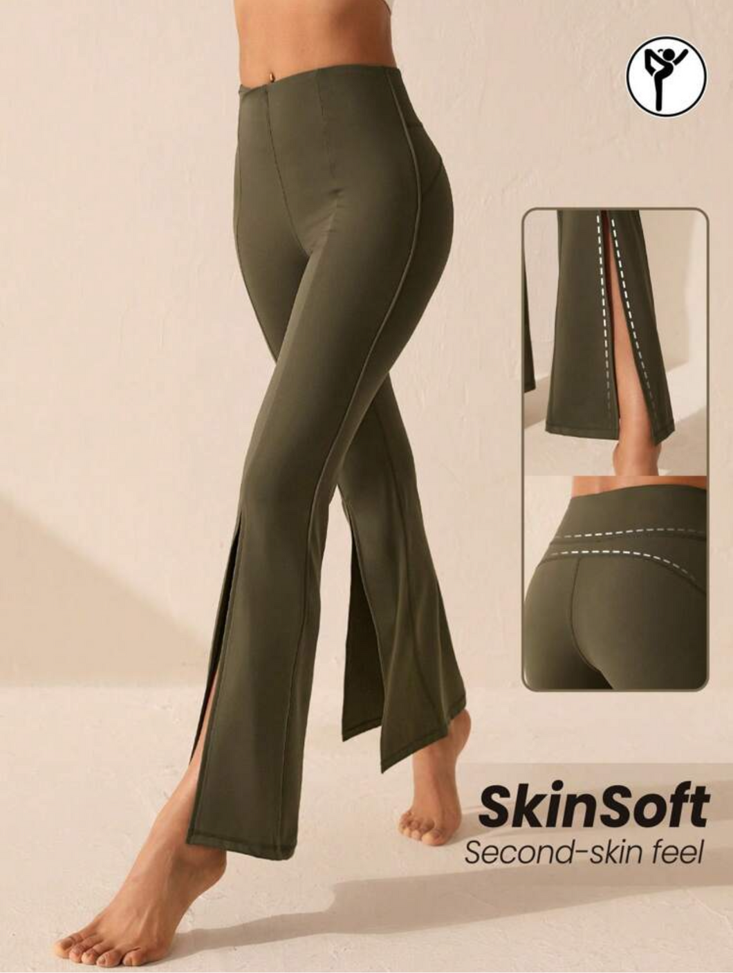 Pantalon legging deportiva de pierna acampanada