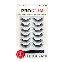 Cargar imagen en el visor de la galería, JLash Pro Glam 6 Pares Multi Pack de Pestañas + Pinzas (Aplicador)
