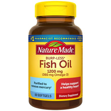 Cargar imagen en el visor de la galería, Nature Made Burp-Less Fish Oil 1200 mg (360 mg Omega 3) 60 cápsulas

