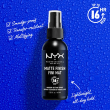 Cargar imagen en el visor de la galería, Nyx Matte Finish Makeup Setting Spray Fijador de maquillaje acabado matte
