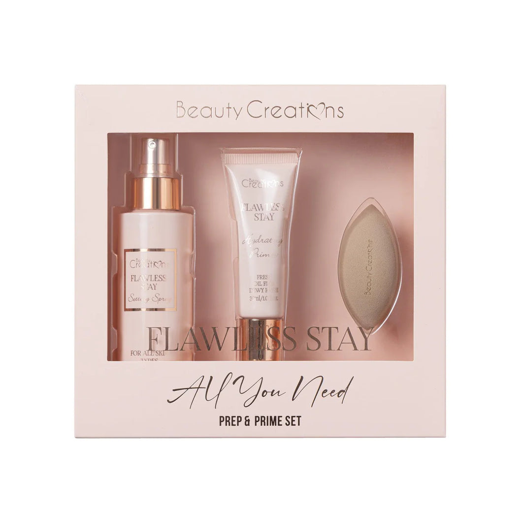 Beauty Creations Flawless Stay All You Need Prep and Prime Set de preparación y fijación de maquillaje