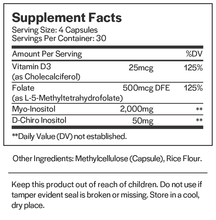 Cargar imagen en el visor de la galería, Myo &amp; D-Chiro Inositol With MTHF Folate + Vitamin D3
