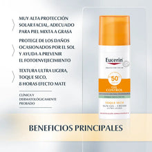 Cargar imagen en el visor de la galería, Eucerin Protector Solar SPF 50 Toque Seco, dry touch, sun gel cream
